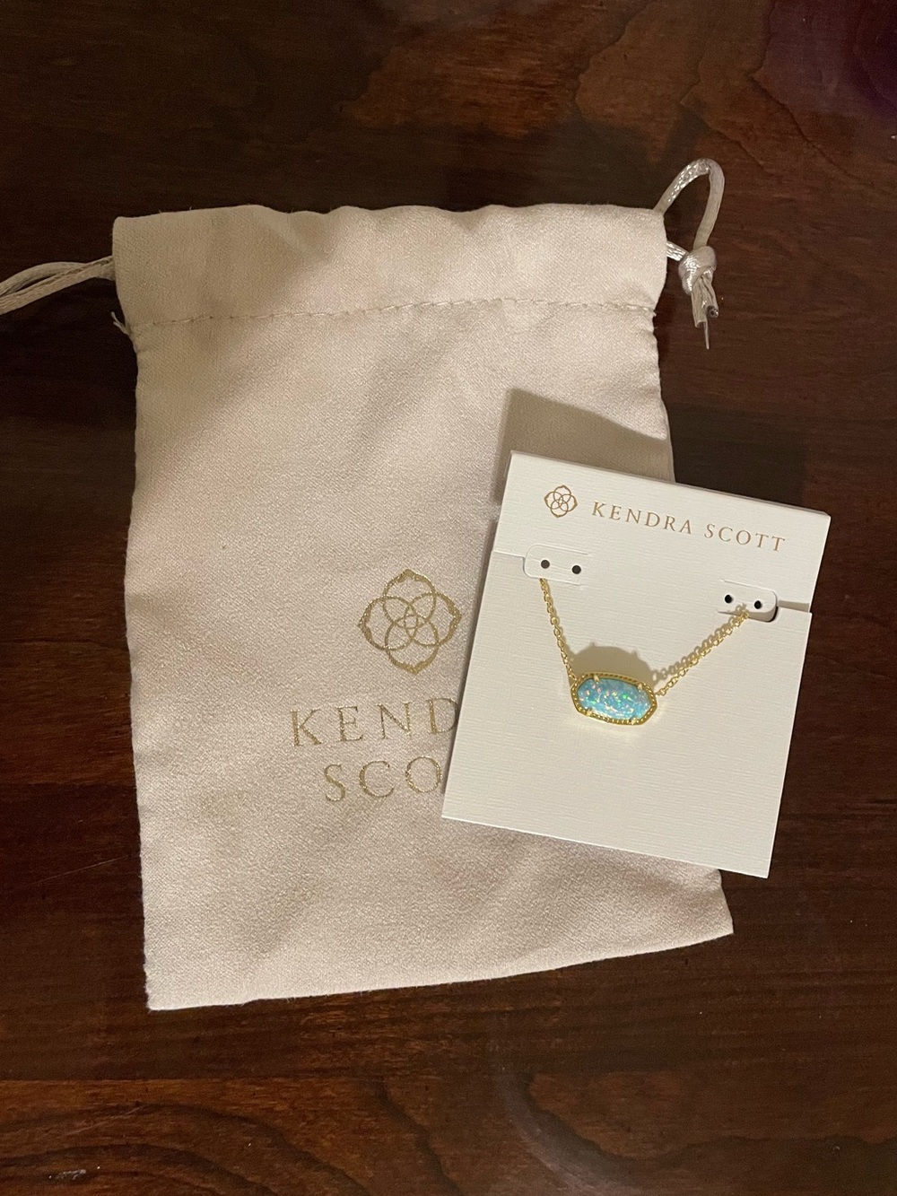 NWOT Kendra Scott Elisa Blue Opal Gold Necklace